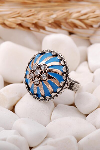 Sümer Telkari Mineli Tasarım Elişi Gümüş Yüzük 146