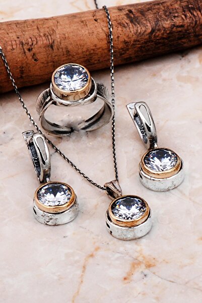 Sümer Telkari Zirkon Taşlı Tasarım Elişi Gümüş Set 2291