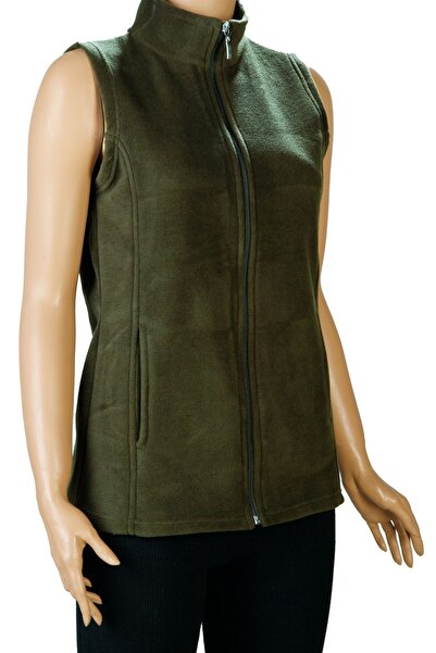 Giyimde Evrim Kadın Haki Polar Yelek