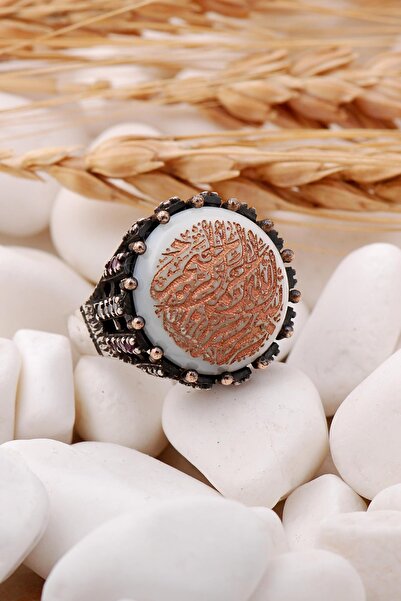 Sümer Telkari Ayetli Sedef Taşlı Elişi Gümüş Yüzük 73