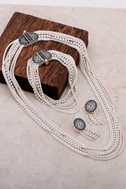 Sümer Telkari Midyat Hasırı Tasarım Gümüş Set 2028