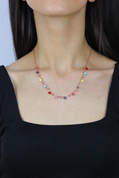 Sümer Telkari Hematit Taşlı Rose Gümüş Kolye 7280