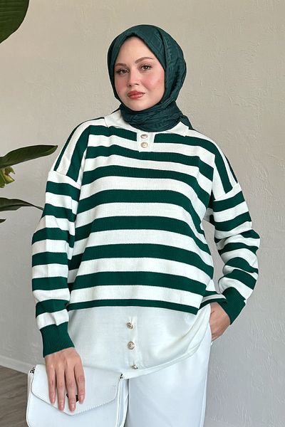 InStyle Skirt Button Petrol Green Knitwear Tunic