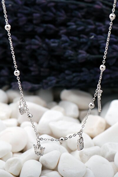 Sümer Telkari Rodyumlu Tasarım Gümüş Şans Kolye 16