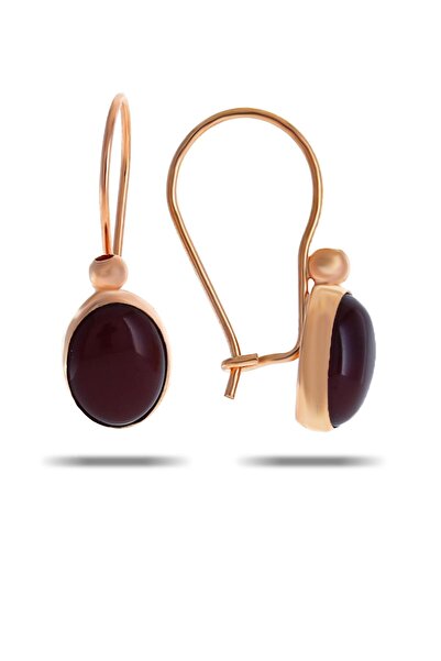 Sümer Telkari Akik Taşlı Rose Gümüş Küpe 5528