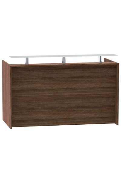 Mahmayi Modern Reception Desk White with Glass Top Desk Office Reception Table-180Cm (Dark Brown)