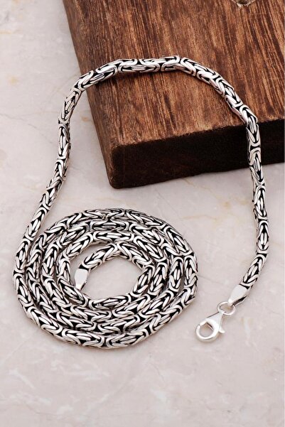 Sümer Telkari Kral Zincir Elişi Tasarım 60 Cm Gümüş Kolye 6700