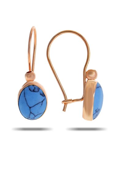 Sümer Telkari Firuze Taşlı Rose Gümüş Küpe 5529