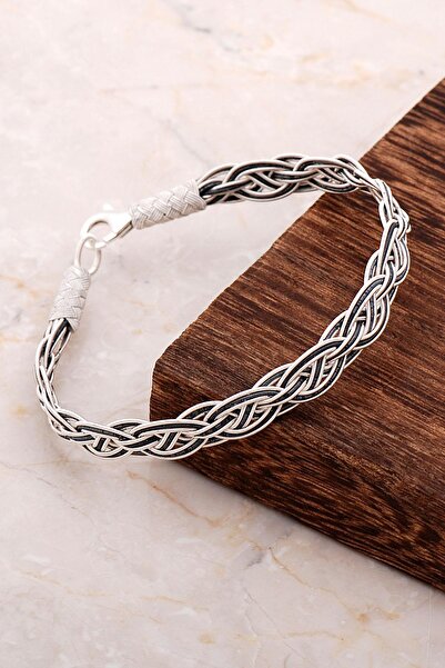 Sümer Telkari Kazaziye Işlemeli El Sarması Gümüş Erkek Bileklik 3273