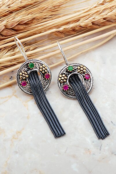 Sümer Telkari Telkari Elişi Püsküllü Gümüş Küpe 5584