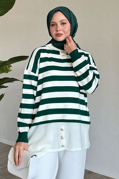 InStyle Skirt Button Petrol Green Knitwear Tunic