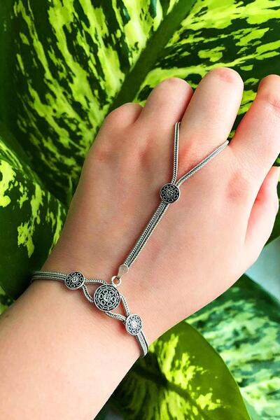 Sümer Telkari Hasır Örme Şahmeran Oksitli Gümüş Yüzüklü Bileklik 21