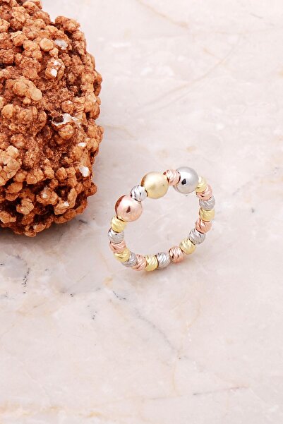 Sümer Telkari Dorissa Altın Yaldızlı Rose Gümüş Yüzük 3106