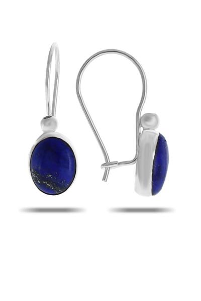 Sümer Telkari Lapis Lazuli Taşlı Rodyumlu Gümüş Küpe 5538