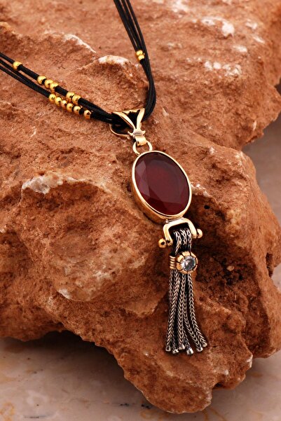 Sümer Telkari Yakut Elişi Tasarım Gümüş Kolye 6565