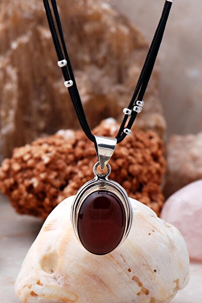 Sümer Telkari Akik El Sarması Gümüş Tasarım Kolye 6802