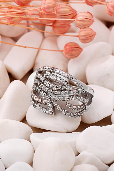 Sümer Telkari Yaprak Tasarım Rodyumlu Gümüş Yüzük 299