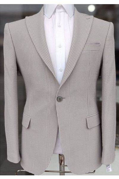 N.Y.YILDIZ Stretch Star SLIMFIT Seersucker Fabric - Ανδρικό μπουφάν με μισή επένδυση, διπλό σχιστό, μονό κουμπί
