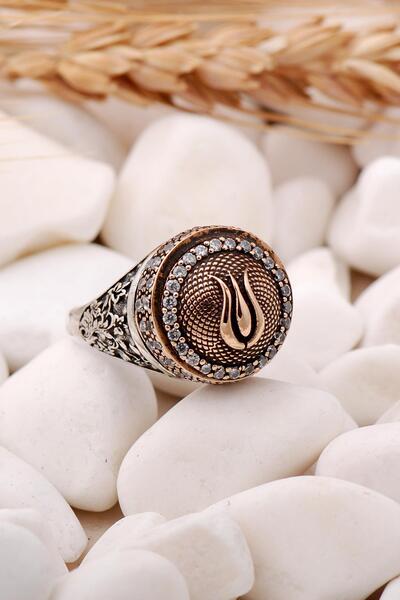 Sümer Telkari Laleli Taşlı Tasarım Gümüş Stres Yüzük 86