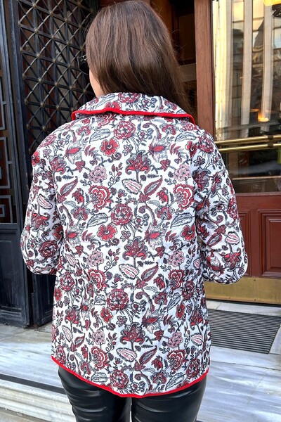 Ateilerdijle Vintage Baby Collar Floral Print Quilted Jacket with Pockets