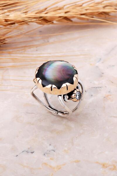 Sümer Telkari Sedef Elişi Gümüş Tasarım Yüzük 3502