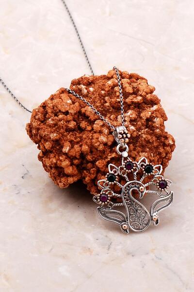 Sümer Telkari Tavus Kuşu Telkari Işlemeli Gümüş Kolye 6763