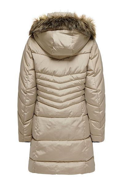 ONLY Onlnora Furry Hooded Αντιανεμικό Μακρύ Μπεζ Πουπουλένιο Παλτό 15321994