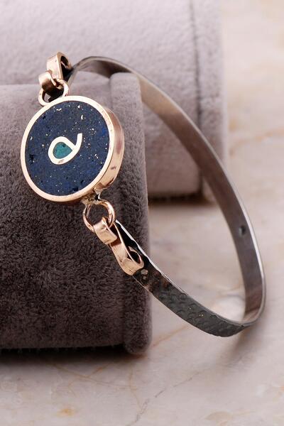 Sümer Telkari Mozaik Işlemeli Doğal Taşlı Elişi Dövme Gümüş Bilezik 3802