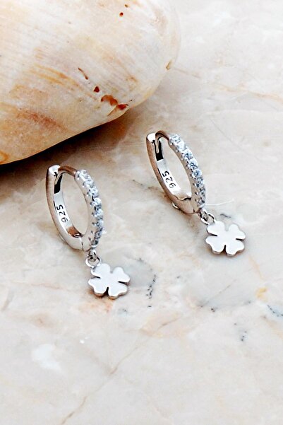 Sümer Telkari Yonca Rodyumlu Gümüş Küpe 5277