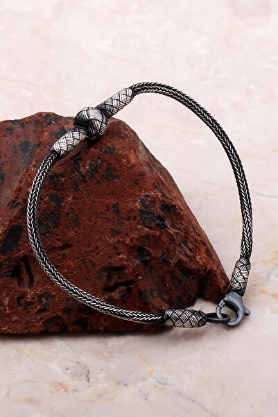 Sümer Telkari Kazaziye Işlemeli Elişi Sarma Gümüş Erkek Bileklik 3762