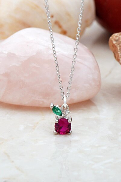 Sümer Telkari Elma Rodyumlu Mini Gümüş Kolye 7213