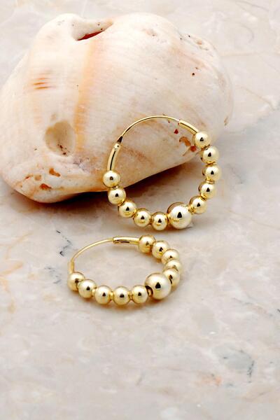 Sümer Telkari Toplu Şarnel 22 Mm Altın Yaldızlı Gümüş Halka Küpe 5245