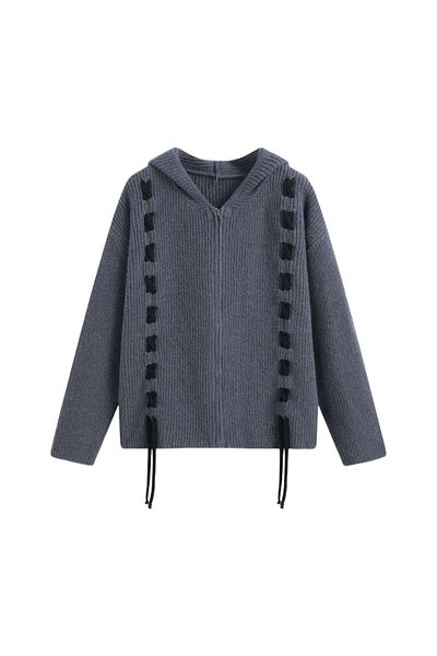 Carpe Smoked Lace Detailed Hooded Cardigan