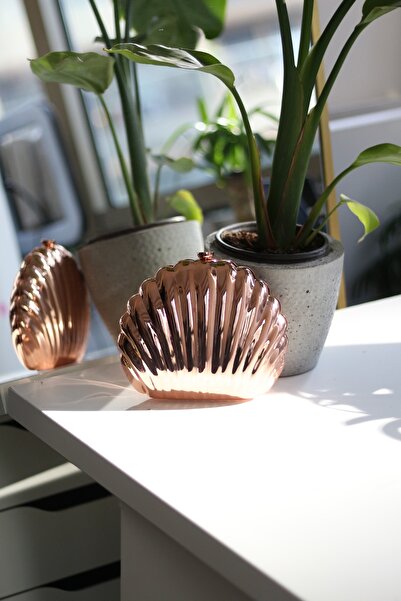 Moom Bag Women's Copper Metal Oyster Form Chain Detailed Evening Bag