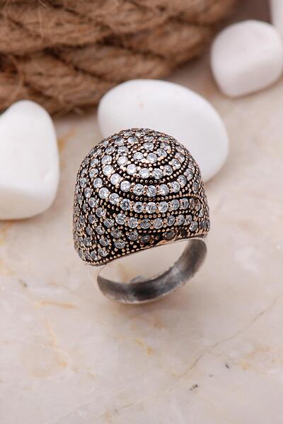 Sümer Telkari Zirkon Taşlı Tasarım Gümüş Yüzük 209