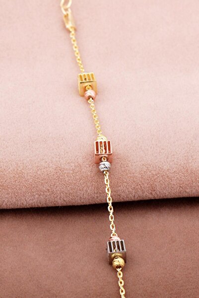 Sümer Telkari Dorissa Küp Tasarım Altın Yaldızlı Gümüş Bileklik 4022