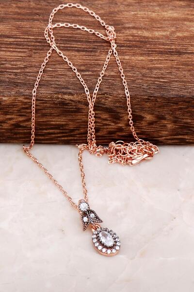 Sümer Telkari Elmas Montürlü Rose Gümüş Kolye 6522