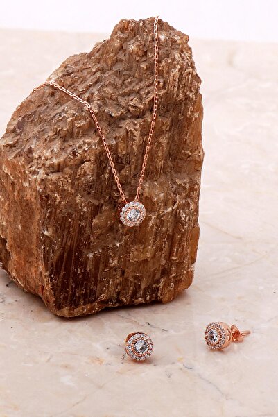 Sümer Telkari Elmas Montürlü Rose Gümüş Set 2177