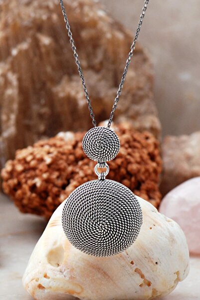 Sümer Telkari Telkari İşlemeli El Sarması Gümüş Kolye 6777