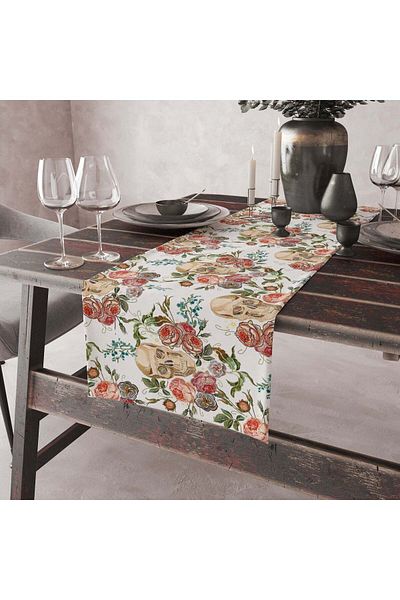 The Lucid Lab Roses & Skulls White Runner Cover