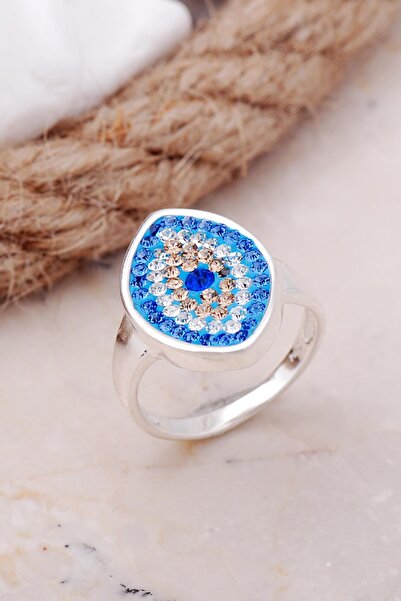 Sümer Telkari Nazar Boncuklu Göz Gümüş Yüzük 60