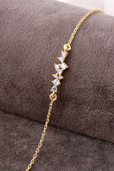 Sümer Telkari Lady Altın Yaldızlı Sıra Taşlı Gümüş Bileklik 3969