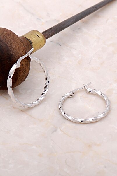 Sümer Telkari Burgu Gümüş 25 mm Halka Küpe 4985