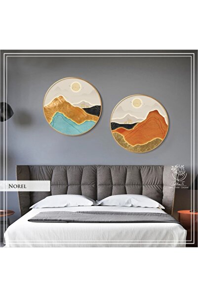 Tablomtr Metal Çerçeveli Gerçek Camlı Yuvarlak Tablo NorelA 2Li Set