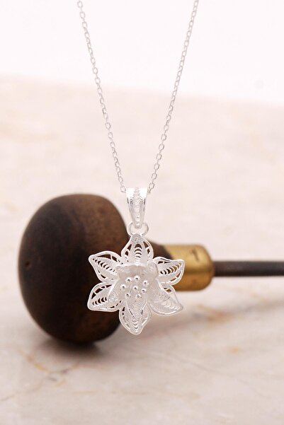 Sümer Telkari Telkari Işlemeli Gümüş Çiçekli Kolye 6886