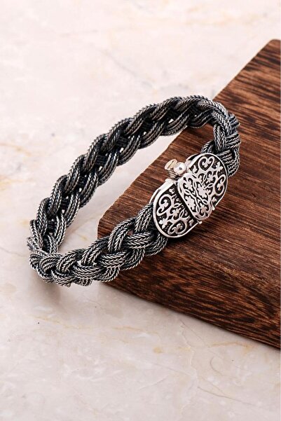 Sümer Telkari Midyat Hasırı Sarma Tasarım Gümüş Bileklik 3254