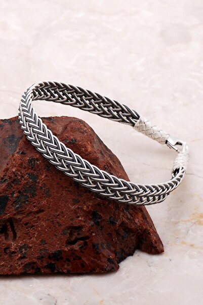 Sümer Telkari Kazaziye Işlemeli Elişi Sarma Gümüş Erkek Bileklik 3749