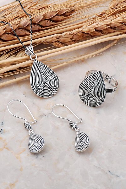 Sümer Telkari Damla Telkari Elişi Gümüş Set 2400