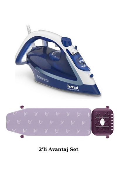 TEFAL EasyGliss Plus 2700 W - طاولة الكي بالبخار مع إيقاف التشغيل التلقائي، مجموعة مهر من القماش المقاوم للهب