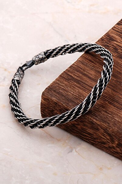 Sümer Telkari Kazaziye Işlemeli El Sarması Gümüş Erkek Bileklik 3267